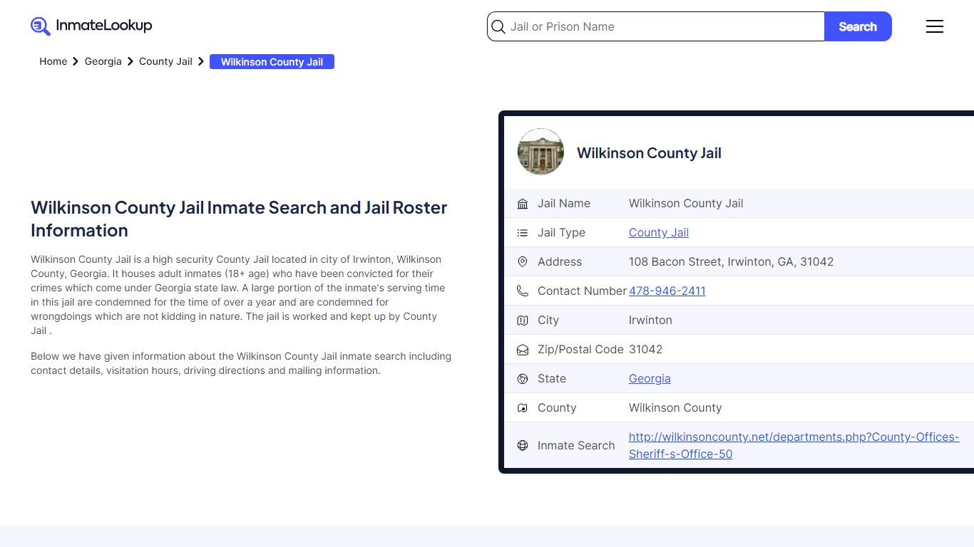 Wilkinson County Jail Inmate Search and Jail Roster Information